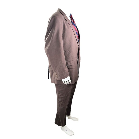 Prontomodo Europa Men 2pc Suit 100% Merino Wool 50R 44x27 Brown Micro Check - Picture 6 of 16